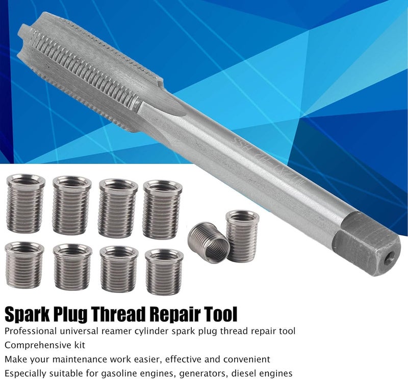 Camrusic Spark Plug Thread Repair kit, M10x1.0 Bolt, M12x1.0 Tap Stainless Steel Repair kit for Automotive Engine - Image 3
